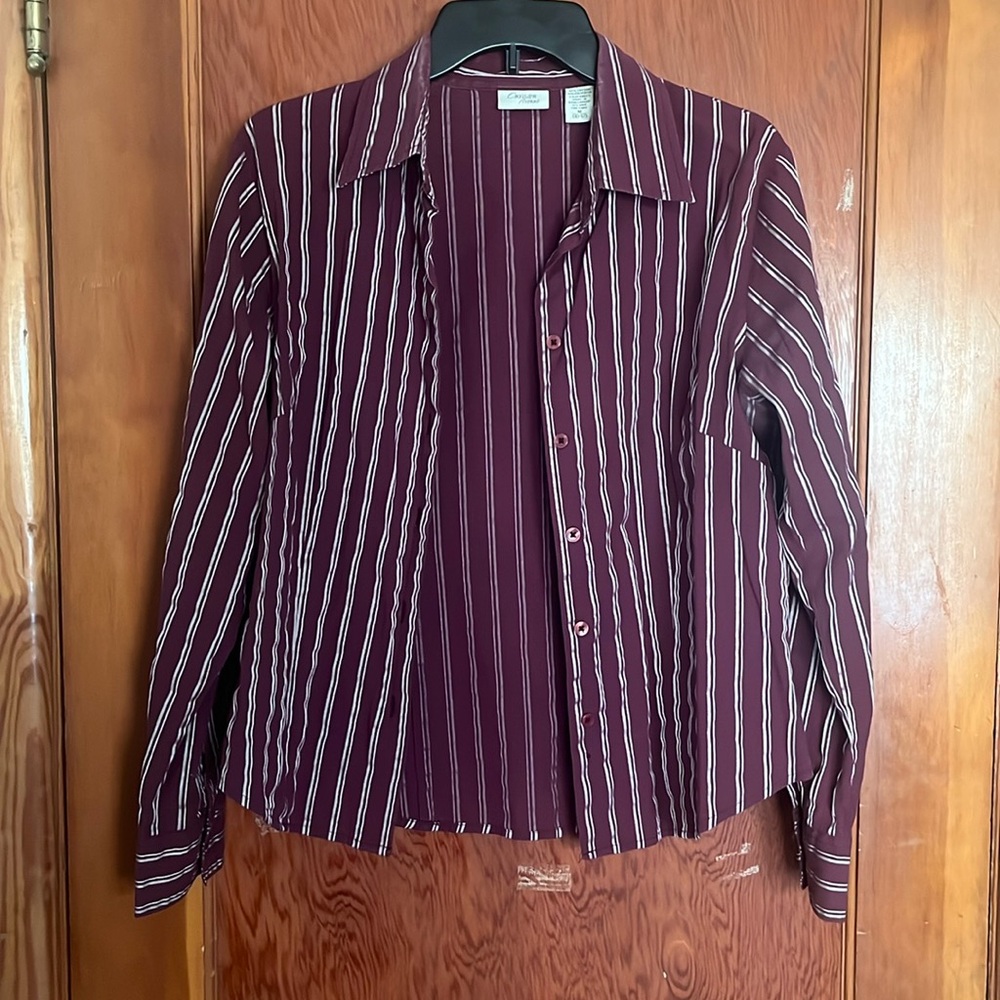 Medium (10-12) Women’s maroon button up top, Envision Avenue